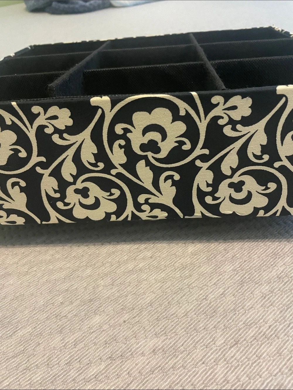 Sheffield Home Black and Cream 9-Compartment Fabric Drawer Organizer